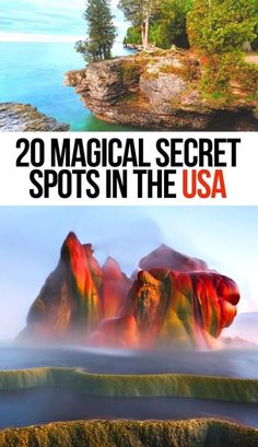 two images with the title 20 magic secret spots in the usa