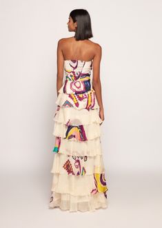 Editor's Note Turn heads in this stunning paisley print strapless dress. With eight tiers, customizable side slits, and a cross-over bustier detailing, it's a versatile and eye-catching choice for any occasion. Abstract Paisley, Gala Gonzalez, Prom Inspo, Emmanuelle Alt, Leandra Medine, Tangier, Dress Inspo, Fashion 2024, Sweetheart Neck