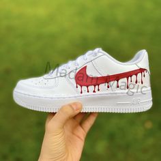 * Hand painted custom Air Force 1 07 Low * Not vinyl, stickers or patches * No returns, refunds or exchanges * Processing time is 2-3 weeks * I cannot expedite orders or make for a specific date * Delivery time depends on country * Cancellations up to 24 hours after purchase * Please try on shoes in a store to make sure you order the correct size * Please order correct size - if you order incorrect size this is your own responsibility * If you order a women's size it is possible you receive the Naruto Shoes, Custom Nike Air Force 1, Custom Sneakers Diy, Blood Drip, Custom Nike Air Force, Man Sneakers, Nike Air Force 1 Custom, Custom Painted Shoes, Custom Air Force 1