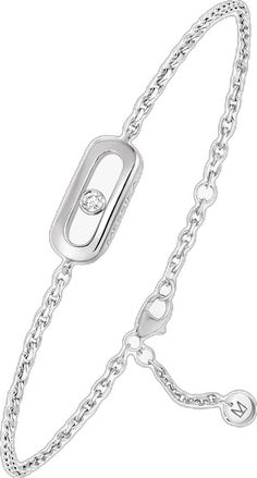 Luxury Sterling Silver Chain Bracelet With Diamond Accents, Modern Silver Diamond Chain Bracelet, White Gold Bangle Chain Bracelet With Diamond Accents, White Gold Diamond Accents Chain Bangle, White Gold Sterling Silver Chain Bracelet With Diamond Accents, Silver Diamond Bracelet In Fine Jewelry Style, Luxury White Gold Diamond Bracelet With Diamond Accents, Luxury White Gold Diamond Bracelet With Accents, Timeless Silver Diamond Chain Bracelet