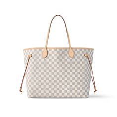 Neverfull GM Large Size Tote | LOUIS VUITTON ® Damier Azur Neverfull Outfit, Louis Vuttion Neverfull, Neverfull Outfit, White Louis Vuitton Bag, Lv Tote Bag, Lv Damier Azur, 2025 Wishlist, Neverfull Louis Vuitton, Lv Tote