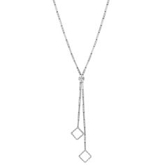 The beauty of this necklace lies in its clean lines and the subtle movement of the sparkling diamond geometric drops. The glittering diamond and white gold links are flexible and fall in a striking and sophisticated line to the tilted cube-shaped terminations. The length of the pendant sections can be adjusted so that they sit as desired against the chest. Necklace Length 40 cm plus pendant length 8 cm 78 x Round Brilliant Cut diamonds approximate total weight 0.65 carats, assessed colour H/I, A Modern Diamond Necklace With Adjustable Chain, Modern Diamond White Diamond Necklace For Formal Occasions, Modern Formal Necklaces With Single Cut Diamonds, Modern Diamond Cut Necklace In Diamond White, Elegant Silver Diamond-shaped Diamond Necklace, Modern Silver Diamond Necklace With Adjustable Chain, Modern Diamond Cut Necklace, Modern Diamond Cut White Diamond Necklace, Modern Diamond Cut White Necklace