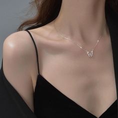 Butterfly Necklace MK18600 length：21-50CM+10CM Butterfly Chain Necklace, قلادات متدلية, Butterfly Necklace Gold, Romantic Necklace, Birthday Inspo, Kawaii Style, Butterfly Pendant Necklace, Butterfly Jewelry, Dream Body