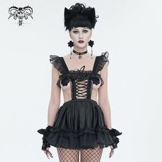 The gothic slip dress is a ruffle on the shoulder and neckline. Lace patchwork and lace-up on the back for adjustment. The bottom is draped design and spliced with ruffled mesh. 
 
Material:?Polyester; Polyamide; Spandex 
Weight: 0.26KG 
Size: XS-4XL 
SKU:?SX023 The Gothic, Lace Splicing, Designer Drapes, Lace Patchwork, Slip Dress, Black Dress, Lace Up, Mesh, Spandex