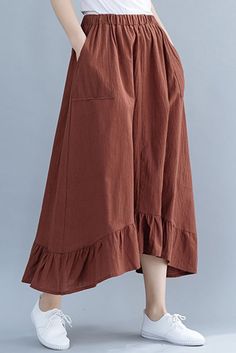 Plus Size-Summer Casual Cotton Linen Skirt Material: Cotton Linen Pattern: Solid color Highlight: Elastic Season: Spring. Summer. Fall Plus Size Summer Casual, Linen Pattern, Fashion Sewing Tutorials, Plus Size Summer, Colored Highlights, Linen Skirt, Cotton Skirt, Fashion Sewing, Summer Fall