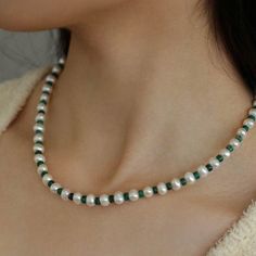 Product Details:Material: 18K gold plated / freshwater pearl (6-7mm) / natural stoneSize: inner circumference about 46-51cmWeight: about 26gProduct Description:This handcrafted green natural stone beaded pearl necklace is an elegant choice. It's plated with 18K gold, with fresh water pearls and a captivating shade of green. Perfect for adding a touch of glamour to your look. Beaded Pearl Necklace, Natural Stone Beads, Handmade Beaded Necklaces, Fresh Water Pearls, Chanel Earrings, Water Pearls, Unique Gemstones, 925 Silver Jewelry, Swarovski Pearls