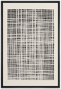 a black and white painting with squares on it