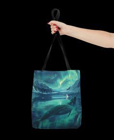 Experience the magic of the Northern Lights with our custom-printed tote bag, featuring a stunning narwhal design. Available in three sizes, this tote adds both functionality and style to your everyday adventures. Made with high-quality spun polyester, double-stitched seams, and cotton webbing straps, this tote is designed to handle your essentials while making a bold statement. Whether you're carrying groceries, books, or daily items, this Northern Lights tote bag is the perfect companion. 🌌 W Narwhal, Print Tote, Gifts For Nature Lovers, Aurora Borealis, Printed Tote Bags, Functional Design, Nature Lover, New Day, Aurora