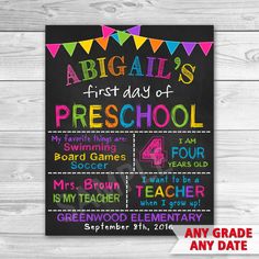 the first day of school chalkboard poster