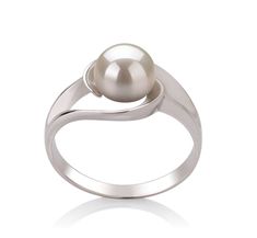 6-7mm AAA Quality Freshwater Cultured Pearl Ring in Clare White Modern Pearl Rings, Black Pearl Ring, Pearl Rings Vintage, Cultured Pearl Ring, Silver Pearl Ring, Pearl Rings, Rings Vintage, Black Pearl, Silver Pearls