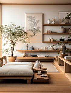 a living room filled with lots of furniture and decor on top of wooden flooring