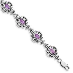 Product Specification Jewelry Specification: Material Purity : 925 Finish : Polished Stone Type 1 : Amethyst Stone Color 1 : Purple Length : 7.5 In Plating : Rhodium Stone Weight 1 : 3.6 Ctw (total Weight) Chain Length : 7.5 In Chain Width : 11 Mm Clasp /Connector : Lobster Manufacturing Process : Casted Material : Sterling Silver Stone Treatment 1 : Heating Item Weight U/M : Gm Product Type : Jewelry Jewelry Type : Bracelets Sold By Unit : Each Bracelet Type : Gemstones Material Color : White S Amethyst Purple, Amethyst Bracelet, Fine Jewelry Bracelets, Purple Stones, Fine Jewelry Gift, Amethyst Stone, Amethyst Gemstone, Selling Jewelry, Tennis Bracelet