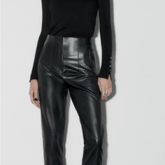 Nwt Zara Faux Leather Hi Waist Leggings Size Medium. 10.5” Leg Opening 8”14.5” Waist Flat. Sleek Leather Bottoms For Fall, Sleek High Rise Leather Pants, Chic Leather Pants For Going Out, High-waisted Leather Pants For Evening, Chic Leather Bottoms For Night Out, Fall Leather Pants For Going Out, Sleek High Rise Pants For Fall, Chic Evening Faux Leather Bottoms, Sleek Leather Pants For Going Out