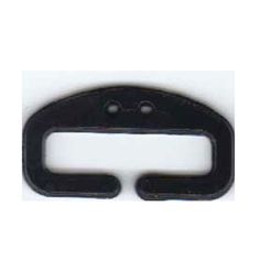 a black metal buckle with two holes