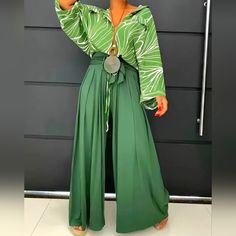 Elegant Pants With A Tie Waist & Hidden Zipper, Wide Leg And Loose Fit In A Chic Shade Of Green . L- Waist Is 33", Inseam Is 28" Xxl- Waist 38", Inseam 28" Rustic Attire For Women, Semi Formal Outfits For Women Wedding Pants, Fashion In Your 30s Plus Size, High Waist Wide Leg Pleated Pants, Versatile Green Pants For Day Out, Classy Plus Size Outfits Summer, Green Pants Outfit Black Women, Plus Size Wedding Guest Outfit Pants, 2024 Plus Size Fashion