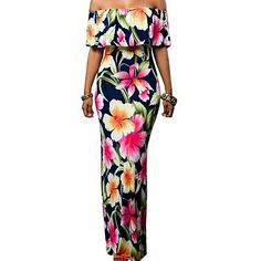 Gorgeous Dress For The Summer. Hibiscus Prints That Is Form Fitting. 5% Spandex ,15% Cotton , 80% Polyester. M: Bust: 33.1inch Waist: 26.8inch Hip: 34.6inch Length: 50.4inch L: Bust: 34.6inch Waist: 28.3inch Hip: 36.2inch Length: 51.2inch Summer Hibiscus, Subtle Nails, Dresses Floral, Floral Maxi, Floral Maxi Dress, Gorgeous Dresses, Hibiscus, Colorful Dresses, Maxi Dress