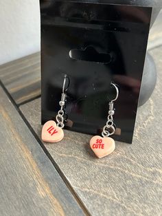 Stainless steel earring hooks with valentines conversation hearts! Paul Valentine Earrings, Valentines Earrings, Conversation Hearts, Saint Paul Mn, Converse With Heart, Earring Hooks, Saint Paul, Stainless Steel Earrings, Jewelry Earrings Dangle