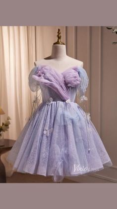 Look exquisite and timeless in this dreamy Lavender Lace Homecoming Dress. Crafted from delicate tulle and sparkly lace, this off-the-shoulder design will bring a romantic touch to your graduation or homecoming celebration. Allow yourself to shine in this ethereal gown and make a lasting impression.

Delivery Time: 15-20 Days

Size options: US0-26W/Custom Size

Color options: As Picture / Custom Colors

If you need custom colors or personal customization, please contact us. Prom Dress Cute, Purple Homecoming, Purple Homecoming Dress, Purple Tulle, Purple Prom, Purple Prom Dress, Short Party Dress, Short Homecoming Dress, Short Prom Dress