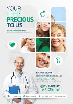 a medical flyer template with an image of two people and the words, your life is precious