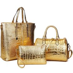 PRICES MAY VARY. ★Material:The satchel purse is made of high quality vegan leather(PU)with crocodile textures.It's Eco-friendly and no animals were harmed.It can be used as a work bag,handbag,satchel purse,top handle bag and shoulder bag. ★Dimension/Weight:Handbag:11.8(L)x4.7(W)x13.7(H)inches,Handle:4.7inches.Shoulder Bag:11.4(L)x5.5(W)x7.8(H)inches,Shoulder strap length 47.2 inches.Clutch:9.4(L)x1.57(W)x5.9(H)inches,Hand strap 7.8 inches.The weight about:2.2LB/1KG. ★Structure:Handbag:1 main poc Fall Handbags, Handbag Patterns, Crocodiles, Tote Purse, Bag Set, Printed Tote Bags, Women's Bags, Bago, Bag Pattern