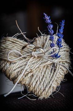 twine and lavenders tied together in a heart shape