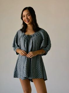 Striped Short Sleeve Jumpsuits And Rompers For Beach, Spring Striped Loungewear Dress, Striped Summer Jumpsuits And Rompers For Vacation, Striped Short Sleeve Jumpsuits And Rompers For Summer, Striped Puff Sleeve Summer Dress, Cute Date Night Outfits, Boat Days, Casual Date Night, Beach Vacations