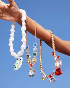 Featuring opalescent pearls and a gem-covered seashell, Super Smalls' Mermaid-inspired waterproof jewelry set is the ultimate accessory for pool parties and oceanside excursions. Mermaid Pool Parties, Mermaid Pool, Yellow Gifts, Seashell Pendants, Gold Chain Design, Diamond Heart Ring, Heart Shaped Rings, Kids Necklace, Blue Gems