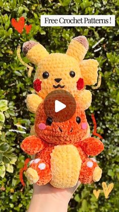 a hand holding a small stuffed animal in it's right hand with the caption free crochet patterns