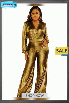 Sparkly Long Sleeve Wide Leg Jumpsuits Gold Stretch Jumpsuit For Night Out, Gold Long Sleeve Bodysuit For Night Out, Chic Long Sleeve Bodysuit For Party Season, Gold Fitted Jumpsuit For Party Season, Gold Fitted Jumpsuits And Rompers For Party Season, Fitted Gold Jumpsuit For Party Season, Fitted Gold Jumpsuits And Rompers For Party Season, Gold Fitted Long Sleeve Jumpsuit/romper, Chic Long Sleeve Jumpsuits And Rompers For Party Season