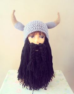 Viking Hat Long Beard Hat Beard Beanie Knit by GrahamsBazaar Themed Winter Costume Hat, Adjustable Winter Hats For Costume Events, Adjustable Hats For Winter Costume, Themed Costume Hats And Headpieces For Winter, Fun Winter Costume Cap, One Size Winter Costume Hat, Adjustable Costume Hats And Headpieces For Winter, Winter Costume Hat One Size, Adjustable Costume Hats And Headpieces For Winter Party