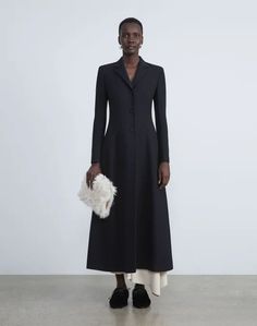 Wool-Silk Crepe Three-Button Academy Coat | Lafayette 148 New York Strong Shoulders, Asymmetrical Skirt, New Launch, Silk Crepe, Coat Fashion, Outerwear Women, Black Coat, Fit & Flare, Ready To Wear