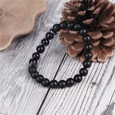 2pcs/set 6/8MM Natural Stone Beaded Bracelet Black Matte Hematite Beads Strand Charm Women Men Bracelet Fashion Jewelry.beads size : 6/8 mmBracelet Length:17-19cm, (1 inch=2.54 cm) Style:Trendy Gift for:Women Men Shape\pattern:as the picture show Color:as the picture show Packing Including:2 piece bracelet weight : 25g Casual Black Beaded Bracelets With 8mm Beads, Minimalist Black Wristband With Round Beads, Casual Black Gemstone Beads, Men Bracelet, Bracelet Fashion, Jewelry Beads, Hematite Beads, Bracelet Black, Strand Bracelet