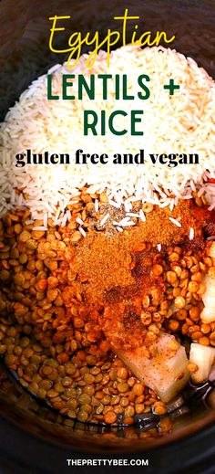 rice and lentils in a slow cooker Vegan Gluten Free Lentil Recipes, Asian Lentil Recipes, Crockpot Lentils And Rice, Slow Cooker Recipes Beans, Rice And Beans Recipe Crockpot, Lentil Beans And Rice, Lentils Rice Cooker, Lentils Recipe Crockpot, Lentils Rice Recipe