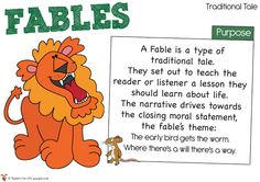 a cartoon lion holding a sign with the words fables on it's side