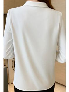 Size Chart S: Bust 82cm, Length 62cm, Shoulder 38cm, Sleeve 57cm M: Bust 86cm, Length 63cm, Shoulder 39cm, Sleeve 58cm L: Bust 90cm, Length 64cm, Shoulder 40cm, Sleeve 59cm XL: Bust 94cm, Length 65cm, Shoulder 41cm, Sleeve 60cm NOTE: 1. There is 2-3 cm different according to manual measurement. 2. Please check the size chart carefully before order the item. 3. Please note that slight color difference should be acceptable due to the light and screen. Model Show window.adminAccountId=2671802296; White Spring Tops For Office Style, Plain Long Sleeve Office Blouse, Solid Color Half Sleeve Office Top, White Long Sleeve Tops For Office, Office Half-sleeve Solid Color Tops, Stretch Long Sleeve Office Tops, Office Half Sleeve Tops, Stretch Long Sleeve Tops For Office, Long Sleeve Solid Color Office Tops