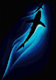 the silhouette of a person on a surfboard is depicted in this cross stitch pattern