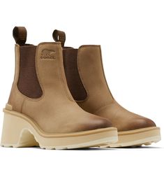 SOREL Hi-Line Chelsea Boot | Nordstrom Sorel Hi Line Chelsea, Hidden Wedge Boots, Open Toe Ankle Boots, About Rain, Brown Heeled Boots, Lace Wedges, Chelsea Boot Women, Fall Booties, Chelsea Ankle Boots