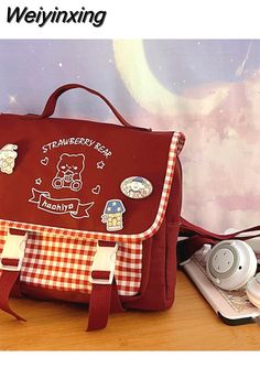 Weiyinxing Japanese Style JK Uniform Backpacks Kawaii Bear Embroidery Women Shoulder Bag 4 Colors Zipper Bag Female with Cartoon Badge – weiyinxing