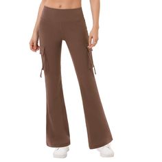 Introducing our Women's High Waist Bootcut Pants with Thigh Pocket, featuring a cargo style design that combines functionality and style. These solid and stretchy sport pants are perfect for everyday wear and athletic activities. Crafted from 80% polyester and 20% spandex, these pants offer a comfortable and flexible fit. Available in three versatile colors: Black, Army Green, and Brown, these bootcut athletic pants cater to a variety of preferences. The sizes range from S=4-6, M=8-10, L=12-14, Female Features, Black Army, Pants Cargo, Bootcut Pants, Cargo Style, Athletic Pants, Bottom Clothes, Shop Womens, Sport Pants