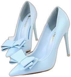 Light Blue High Heels, Ladies High Heels, Blue High Heels, Bow Women, White High Heels, Bow Pumps, Bow Heels, Pink Heels, Blue Bow