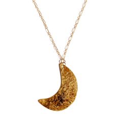 Hammered Crescent Moon Necklace on 14karat gold fill chain. On a white background. The necklace is shiny gold. Connecting To Nature, Setting Intentions, Moon Shape, Crescent Moon Necklace, Moon Shapes, Pendant Gold, Moon Necklace, Polish Jewelry, Crescent Moon