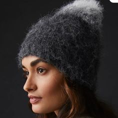 Nwt, Anthropologie Ombre Beanie In Greys. Soft & Fuzzy! Hand Wash 10.5" Long Tweed Hat, Luxury Activewear, Hipster Wedding, Rancher Hat, Soft Hats, Lace Bands, Wool Fedora, Grey Beanie, Wool Beanie