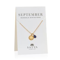 Satya Mandala September Birthstone Necklace Mandala Meaning, September Birthstone Necklace, September Sapphire, Satya Jewelry, Mandala Necklace, Sapphire Birthstone, Fearless Women, Ancient Symbols, September Birthstone