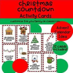 christmas themed activity cards for the classroom