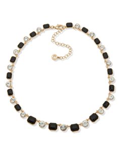 Anne Klein Gold Tone Gold Necklace - Jet/Crystal Jet Black, Black Crystals, Bezel Setting, Stone Necklace, Statement Pieces, Gold Tones, Gold Necklace, Stone, Crystals