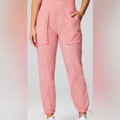 Fabletics Ultra High-Waisted Nylon Pants|Pink Size Medium Nwt Pink Nylon Activewear With Go-dry Technology, Pink Stretch Pants With Side Pockets, Casual High Waist Nylon Yoga Pants, Spring Pink Stretch Cargo Pants, Pink Stretch Cargo Pants For Spring, Sporty Pink Lounge Pants, Sporty Pink Loungewear Pants, High Waist Nylon Pants For Gym, High Waist Nylon Yoga Pants For Workout