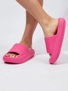 Pillow Slippers for Women Cloud Slides Shower Sandals | SHEIN USA Flat Eva Slippers With Textured Footbed, Non-slip Foam Slides With Open Toe, Synthetic Slide Slippers, Non-slip Flat Slides, Solid Synthetic Slide Slippers, Solid Color Synthetic Slide Slippers, Non-slip Flat Eva Jelly Sandals, Non-slip Eva Jelly Sandals, Non-slip Flat Jelly Sandals In Eva