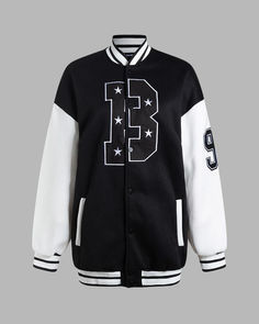 Details: Oversized baseball jacket with Letter B designTopLength: NormalSleeveLength: Long SleevesMaterials:95% Polyester + 5% Spandex Long Sleeve Graphic Print Outerwear For Baseball Season, Oversized Long Sleeve Track Jacket For College, Varsity Long Sleeve Track Jacket For Streetwear, Varsity Track Jacket With Long Sleeves For Streetwear, Varsity Track Jacket For Streetwear, Oversized Long Sleeve Varsity Jacket With Ribbed Cuffs, Oversized Varsity Jacket With Ribbed Cuffs And Long Sleeves, Oversized Long Sleeve Varsity Jacket For Streetwear, Trendy Oversized Varsity Jacket With Ribbed Cuffs