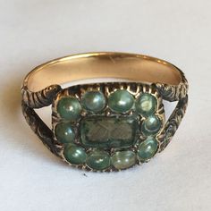 "14 Karat Georgian era ring, dated 1828 Engraving reads; \" From Fredrick to Mary Ann 1828\" As found in excellent condition, no missing Pearls, no damage  American Made Post Colonial era  Finger size 6.25 14 karat sweetheart ring, Inscribed 1828, weighting 1.8 gram, finger size 6.25, pearls and hair lock, in excellent shape considering its age of 192 yrs, condition is As Found" Sunburst Ring, Pewter Ring, Seed Pearl Ring, Georgian Jewelry, Antique Jewelry Rings, Georgian Era, Raw Stone Ring, Mary Ann, Funky Jewelry