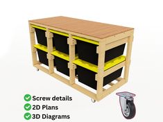 Plan Content: ✅ Screw Details ✅ 2D Plans ✅ 3D Diagrams with step-by-step instructions ✅ Detailed wood drawings ✅ Lumber shopping list ✅ Lumber cut list. Easily organize your garage storage bins and move them anywhere! With these moving storage rack plans, you can create the perfect, durable, and portable solution for your 27-gallon storage bins. Features: 💡Capacity: A multi-purpose storage rack designed for 27-gallon storage bins. 💡Mobility: The wheeled design allows you to move the rack around your garage as you wish. 💡Easy Assembly: A DIY project that anyone can easily do with step-by-step instructions and detailed drawings. 💡Instant Digital Download: You can get started on your project right away by downloading the PDF plans now. As an architect with professional working competence, Storage Bin On Wheels, Diy Tote Storage Rack Plans, Storage Bin Rack Diy, Tote Storage Shelves, Rolling Garage Storage, 27 Gallon Tote Storage, Storage Shelves Diy, Garage Storage Bins, Storage With Wheels